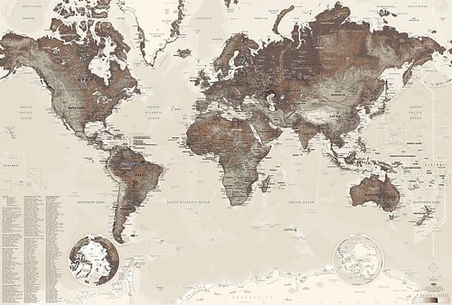 Carte du Monde ambiance COFFEE CREAM (mise à jour 2025)