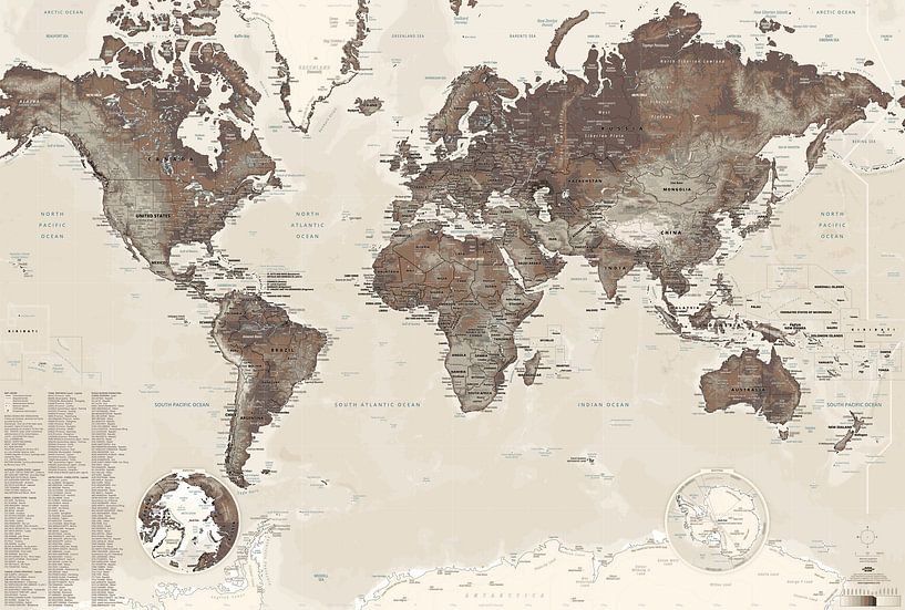 De wereldkaart van COFFEE CREAM (bijgewerkt tot 2025) van MAPOM by Geoatlas