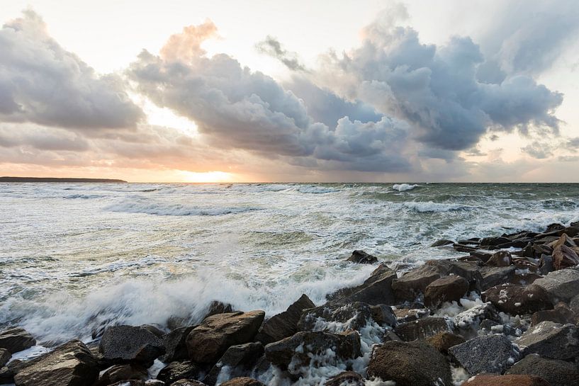 Storm in Warnemünde seaside resort on the Baltic Sea by Werner Dieterich