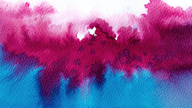 Paars en Blauw | Aquarel schilderij van WatercolorWall