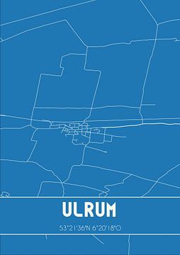 Blauwdruk | Landkaart | Ulrum (Groningen) van MijnStadsPoster