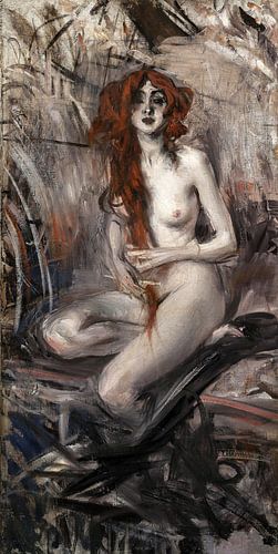 Giovanni Boldini - Vrouw die haar haar kamt (rond 1912)