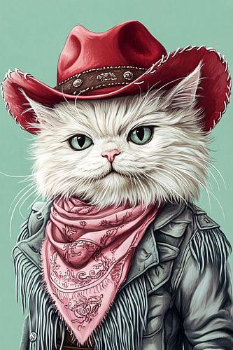 Chat cow-boy avec détails roses