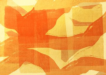 Lagen van Rust.Abstract landschap in warme pastels van Dina Dankers