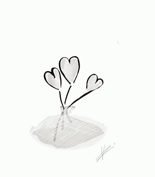 Licht grijze hartjes bloem van Romana Vac