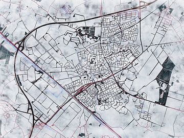 Kaart van Veghel in de stijl 'White Winter' van Maporia