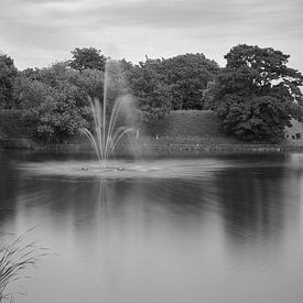 fontein in een zwart wit landschap van Etienne Rijsdijk