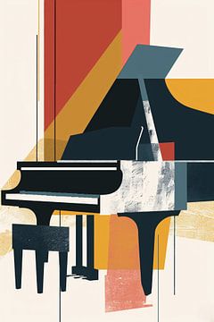 Abstract piano in primaire kleuren van Imperial Art House