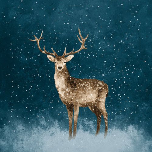 Deer in Winter Silence Majestic Image in Snowy Landscape