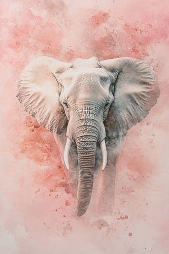 Elegante olifant op roze achtergrond