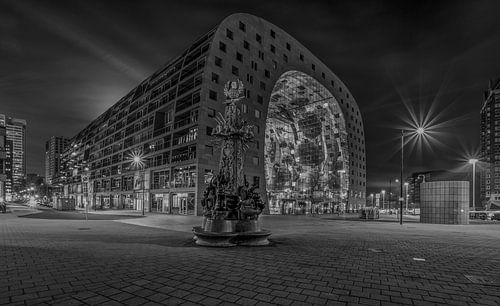 Het monument Ode aan Marten Toonder en de Markthal Rotterdam