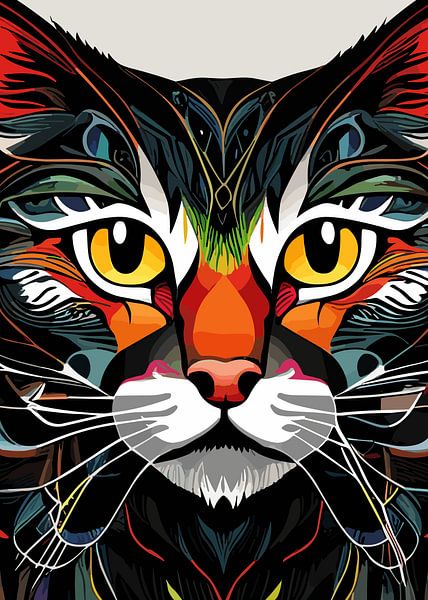 Kattengezicht Abstract van Wisnu Xiao
