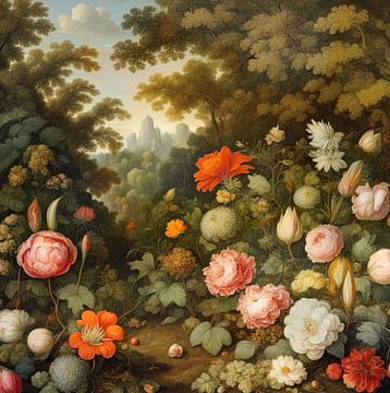 Ein Garten voller Blumen im Stil von Ambrosius Bosschaert von Carina Dumais
