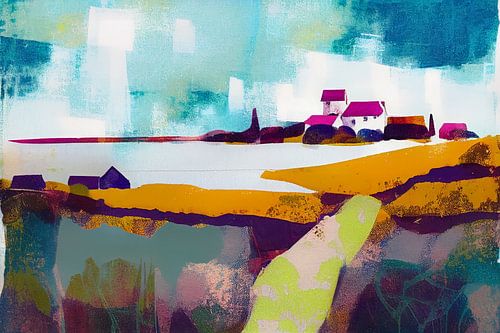 decoratief schilderij van het platteland