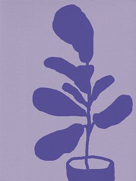 Ficus Lyrata. Viooltjesvijg in violet op lila. van Dina Dankers