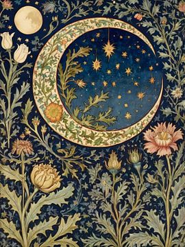 Moon And Flowers Style William Morris by TOAN TRAN