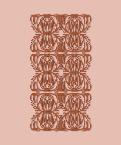 Modern Jugendstil pattern, roze en rood