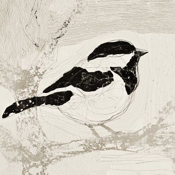 Minimalistischer Vogel auf Ast