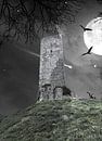 Spookachtige toren van Montcuq bij maanlicht van Gonnie van Hove thumbnail