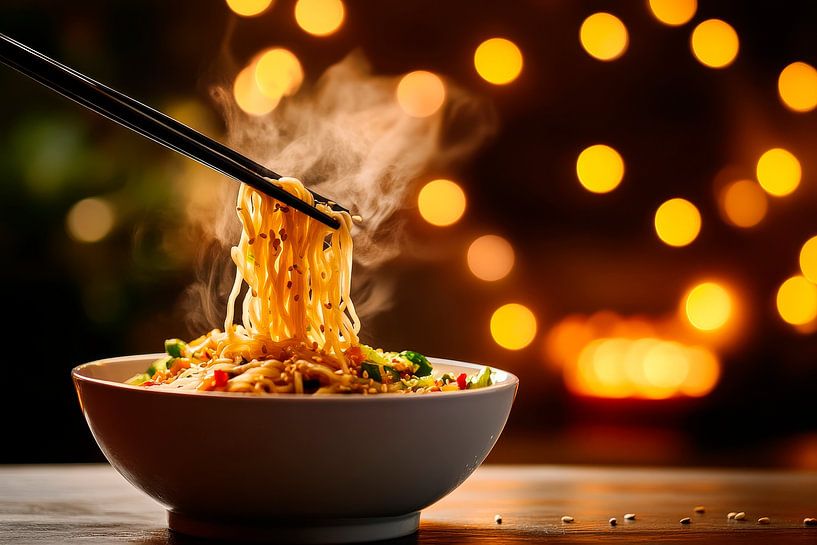 Des pâtes à la vapeur dans une atmosphère détendue par Poster Art Shop