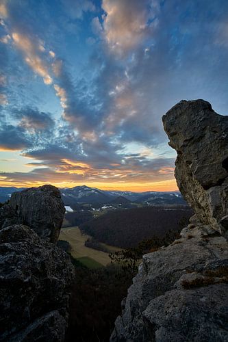 Dramatic sky after sunset in the mountains