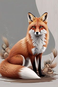 Digitale kunst van majestueuze vos van Art & Soul Creations