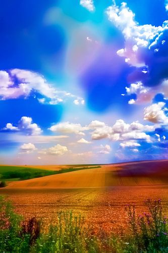Kleurrijk zomerlandschap in surrealisme