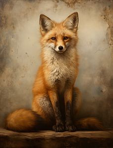 Renard majestueux sur fond rustique