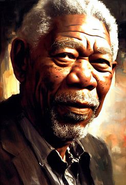 Portret van Morgan Freeman van Maarten Knops