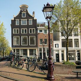Grachtenpanden Blauwburgwal, Amsterdam van Marieke van de Velde
