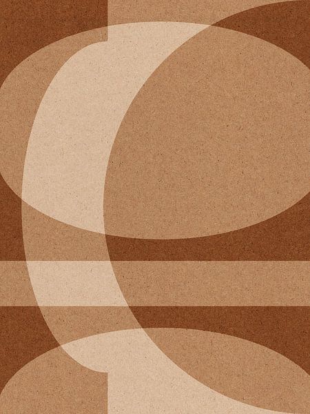 Moderne abstracte geometrische collage in bruin en beige nr. 3 van Dina Dankers