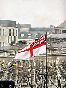 Die weiße Fahne auf der HMS Belfast