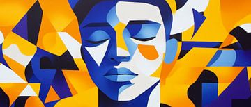 Jeu de couleurs du silence - Portrait Rêve bleu - Oeuf de l'âme sur Poster Art Shop