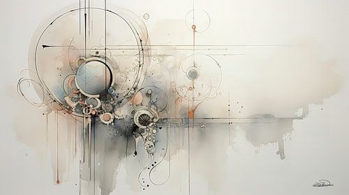 abstract oranje-blauw en roze in zachte kleuren