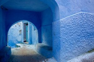 Mooie blauwe medina van Chefchaouen-stad in Marokko, Afrika