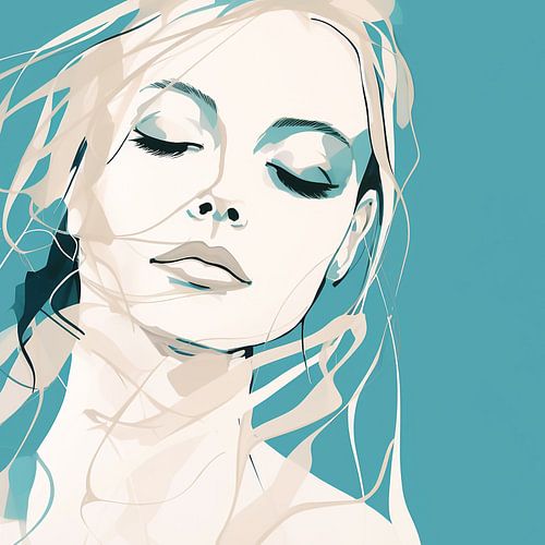 Femme gracieuse en turquoise