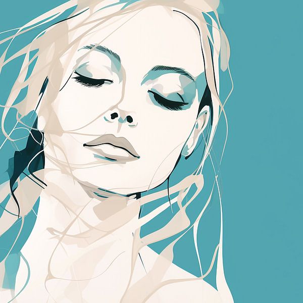 Sierlijke Vrouw in Turquoise van Color Square