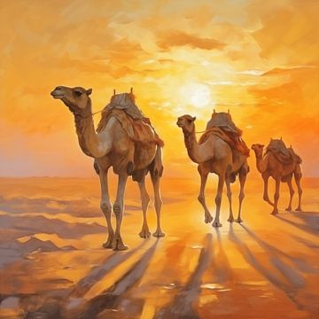 Kamelen in sahara van The Xclusive Art