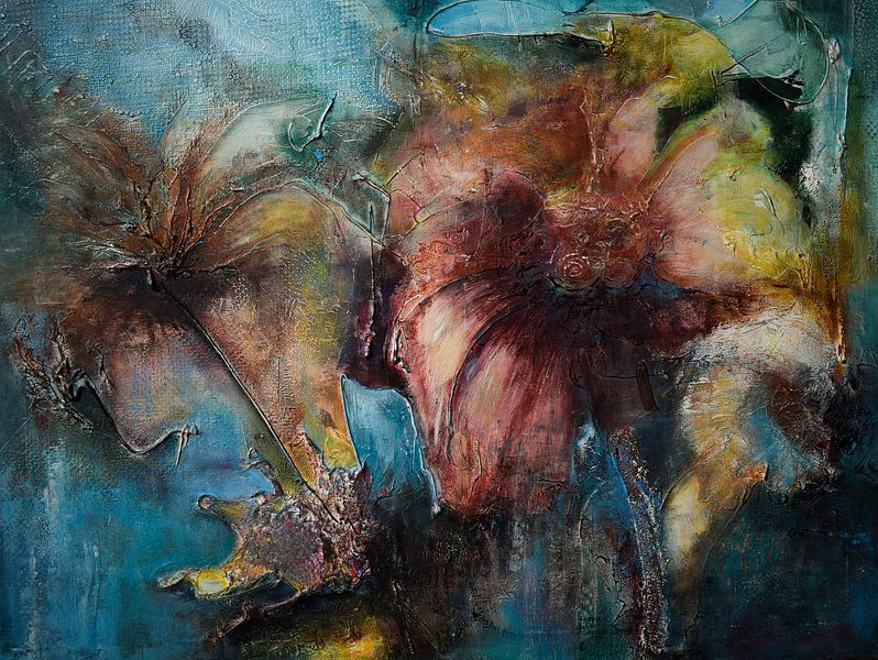 aqua flowers by Janny Schilderink......Atelier "de Tuute "