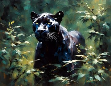 Wilde dieren - Geabstraheerd surrealisme - Black Panther 2 van Johanna's Art
