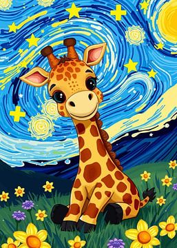 Giraffe Sterrennacht van MIROKKU