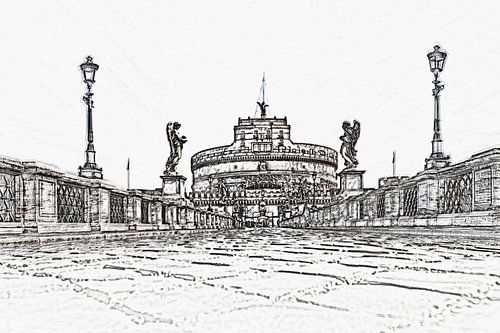 Pont des anges et château des anges à Rome, Italie
