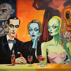 Cocktailbar drei Personen Dekadent Bizarr Surreal Opulent Grotesk