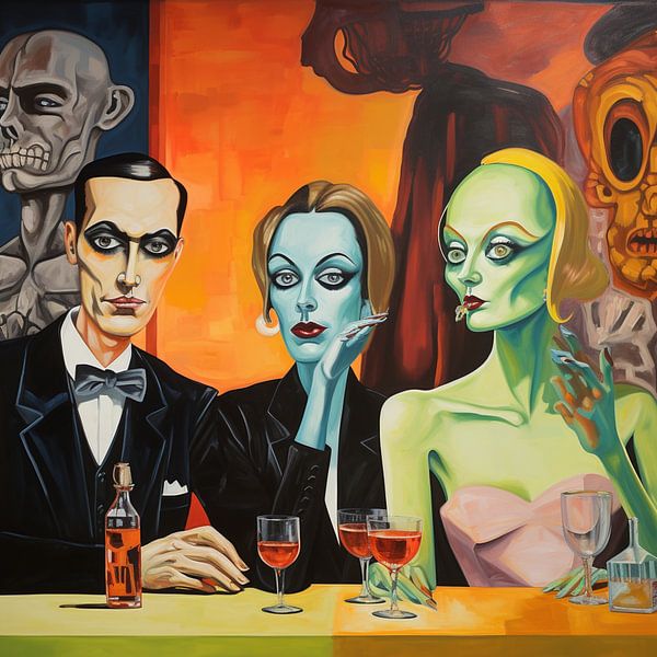 Cocktail bar paar vogel Decadent Bizar Surreal Opulent Grotesk van gm_designs