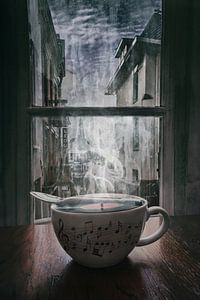 Vintage Coffee Wall Art - Musikalische Noten und Vinylschaum - Perfekt für Kaffee-Liebhaber