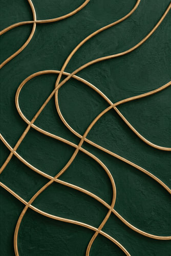 Lignes dorées organiques sur un relief vert foncé