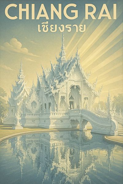 Chiang Rai White Temple Illumination – Ethereal Thai Architecture Art by Travel Shop