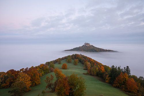 Mistzee bij kasteel Hohenzollern - een herfstdroom in de Schwäbische Alb