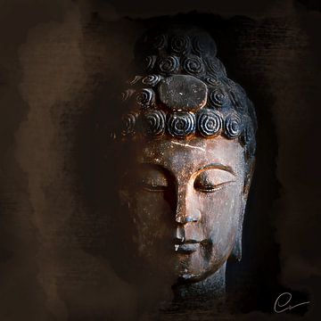 Budha met diep blauwe accenten 