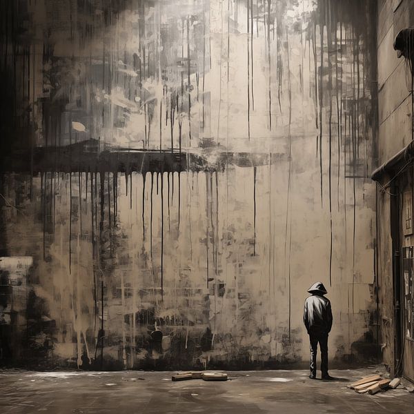 Voyage urbain de l'impermanence : une fusion de Wabi-Sabi et de Banksy&amp;quot ; par Dream Designs art work